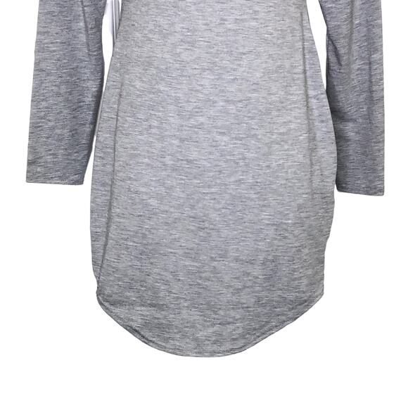 Missguided Gray Mock Turtleneck Curve Hem Long Sleeve Knit Dress - Picture 3 of 8